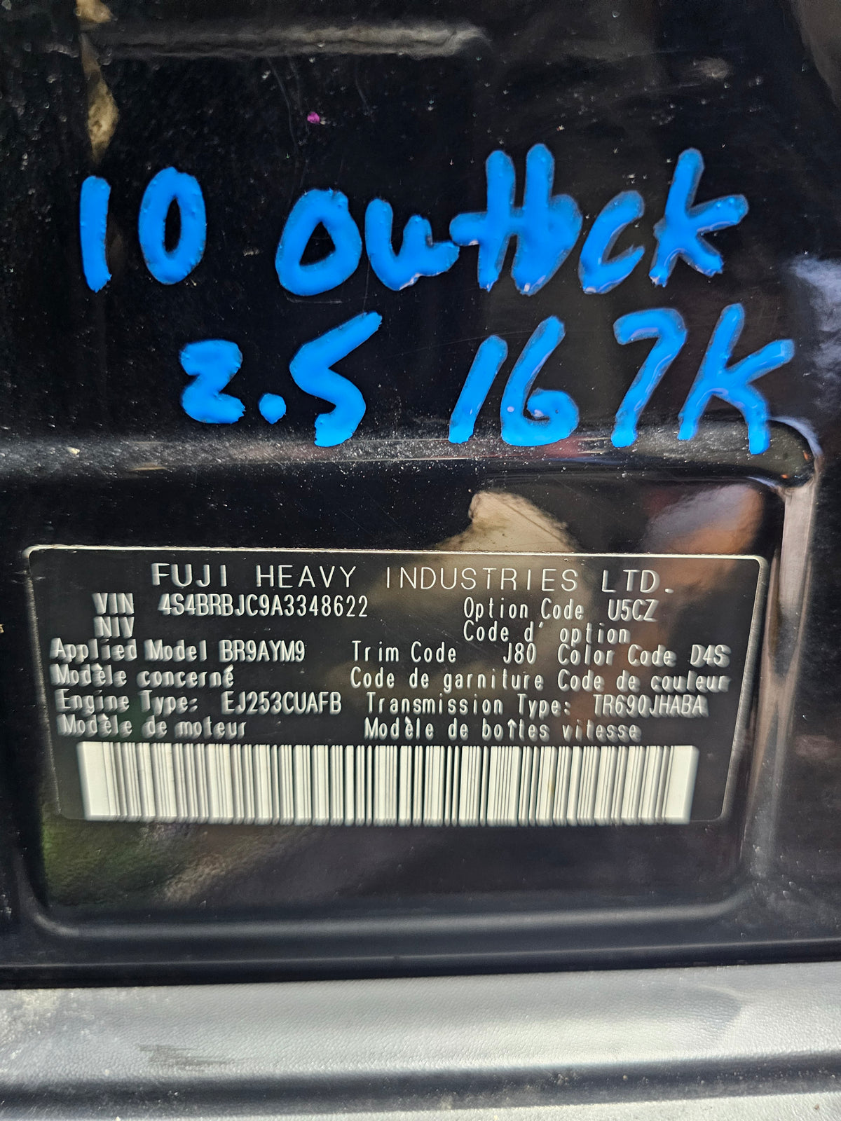 2010-2014 Subaru outback 2.5 right passenger tail light 84912AJ09A image 7