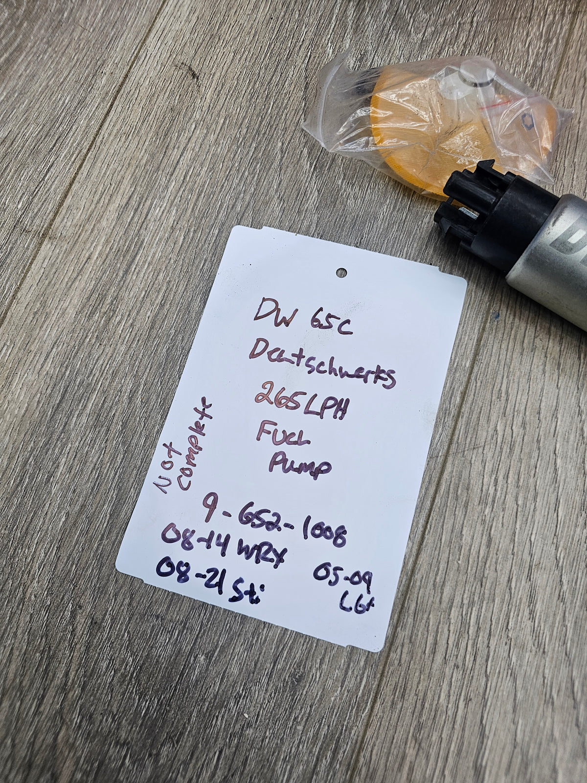 DW65c deatschwerks 265lph fuel pump 9-652-1008 [A] image 1